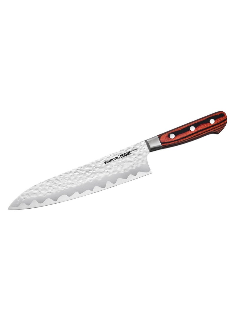 Samura Kaiju 3‑Piece Kitchen Knife Set | AUS‑8 Japanese Steel | Hammered Non‑Stick Blades | 8.3" Chef, 6" Utility, & 3.1" Paring Knives | Wood Handle with Bolster | Gift Box - Image 4
