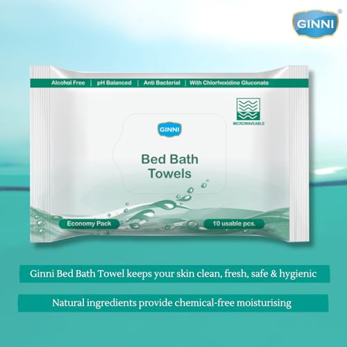 GINNI Hygiene Sponge Bed Bath Towel Wet Wipes For Adults, Patients (10 Pulls/Pack, Pack of 4) - Image 3