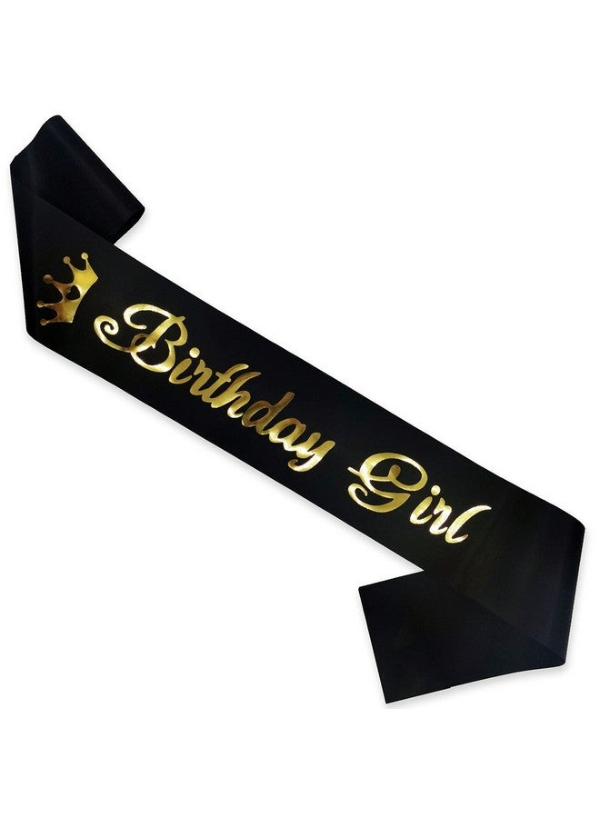 WOBBOX Birthday Girl Sash, Happy Birthday Sash For Girls, Birthday Sash For Kids, its my birthday Sash, Birthday Decoration Black & Golden Crown Birthday Girl (1 Pcs) (FP3525) - Image 1