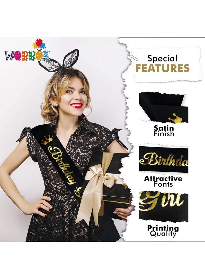 WOBBOX Birthday Girl Sash, Happy Birthday Sash For Girls, Birthday Sash For Kids, its my birthday Sash, Birthday Decoration Black & Golden Crown Birthday Girl (1 Pcs) (FP3525) - Image 4