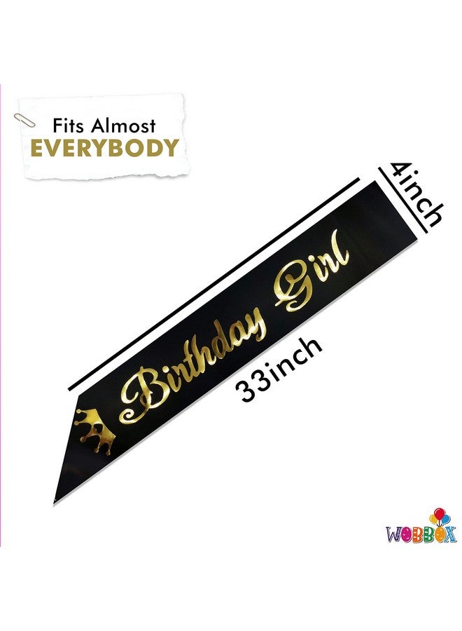 WOBBOX Birthday Girl Sash, Happy Birthday Sash For Girls, Birthday Sash For Kids, its my birthday Sash, Birthday Decoration Black & Golden Crown Birthday Girl (1 Pcs) (FP3525) - Image 3