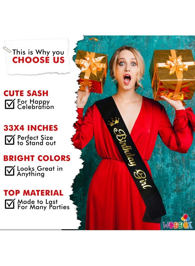 WOBBOX Birthday Girl Sash, Happy Birthday Sash For Girls, Birthday Sash For Kids, its my birthday Sash, Birthday Decoration Black & Golden Crown Birthday Girl (1 Pcs) (FP3525) - Image 5