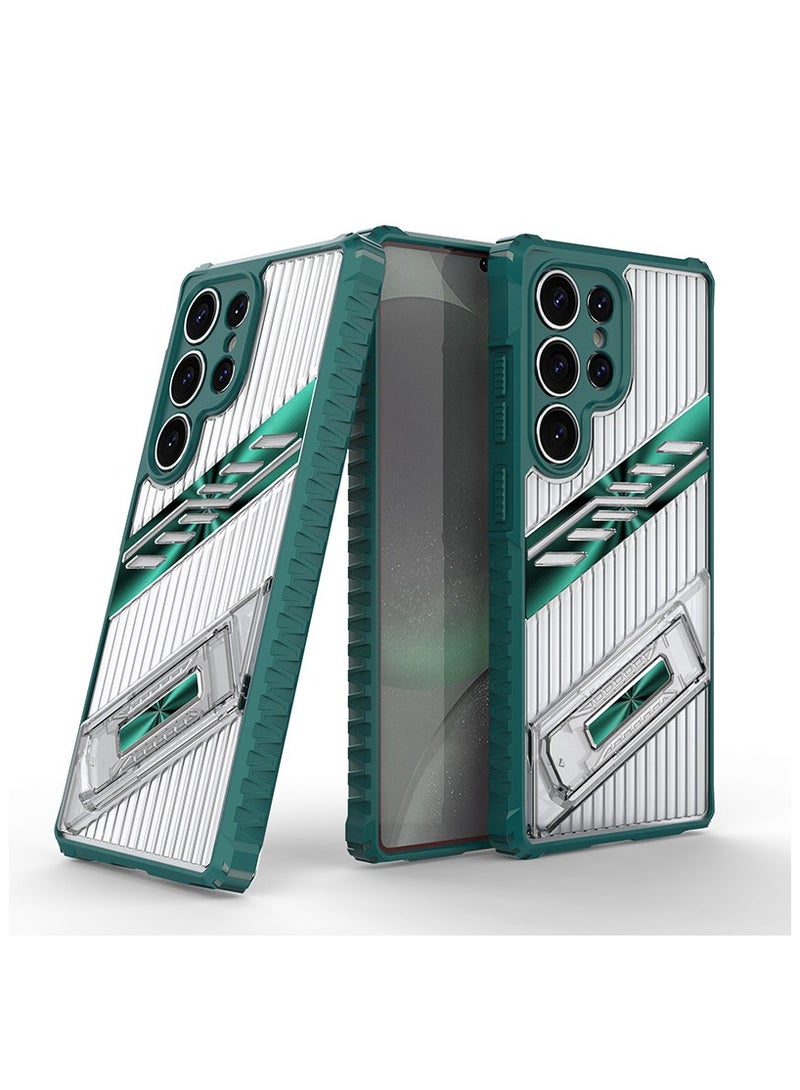 كاس: السرعة جراب شفاف ممتاز مضاد للسقوط مع حامل قابل للطي بتقنية 5G لهاتف Galaxy S25 Ultra - Image 1