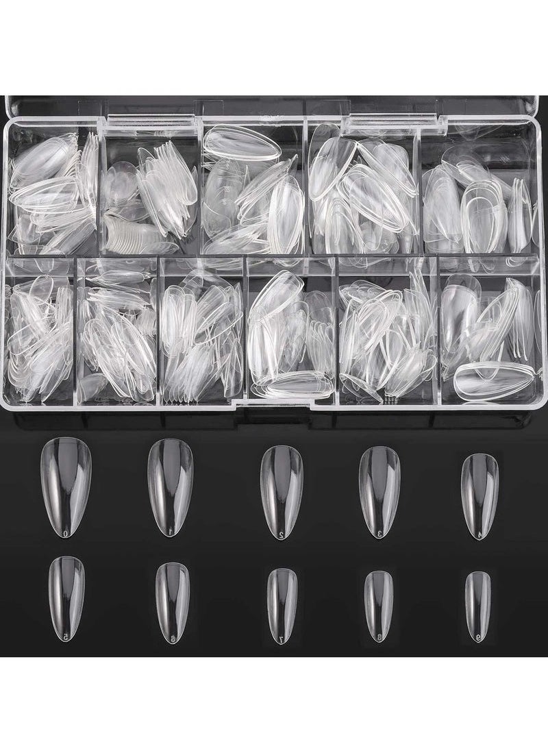Geustos - 500 Pcs Clear False Nails, Coffin Nail Tips Full Cover, Clear Acrylic False Nails with Case, Fake Nail Tips for Poly Nail Extension Nail Art DIY Home, 10 Sizes (Clear) - Image 1