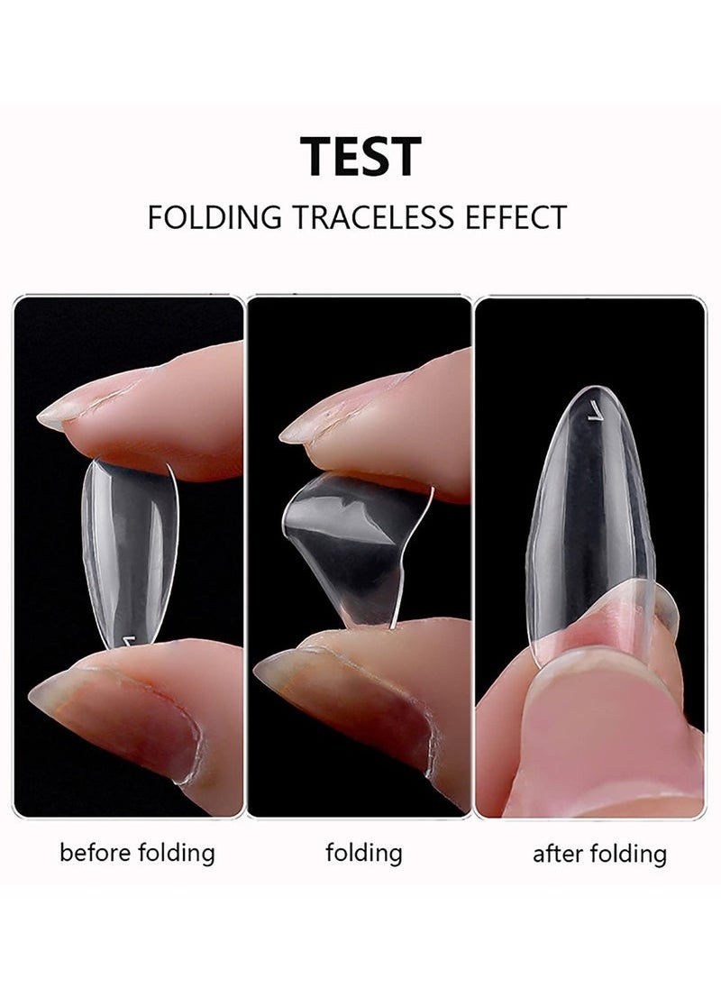 Geustos - 500 Pcs Clear False Nails, Coffin Nail Tips Full Cover, Clear Acrylic False Nails with Case, Fake Nail Tips for Poly Nail Extension Nail Art DIY Home, 10 Sizes (Clear) - Image 1