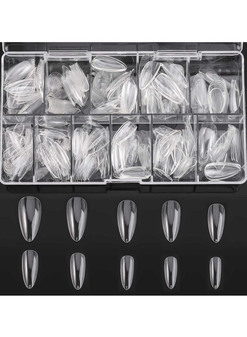 Geustos 500 Pcs Clear False Nails, Coffin Nail Tips Full Cover, Clear Acrylic False Nails with Case, Fake Nail Tips for Poly Nail Extension Nail Art DIY Home, 10 Sizes (Clear) - Image 2