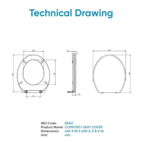 Parryware Comfort + Seat Cover | E83411C |White Toilet Seat Cover | For Bathroom Fixtures - Image 5