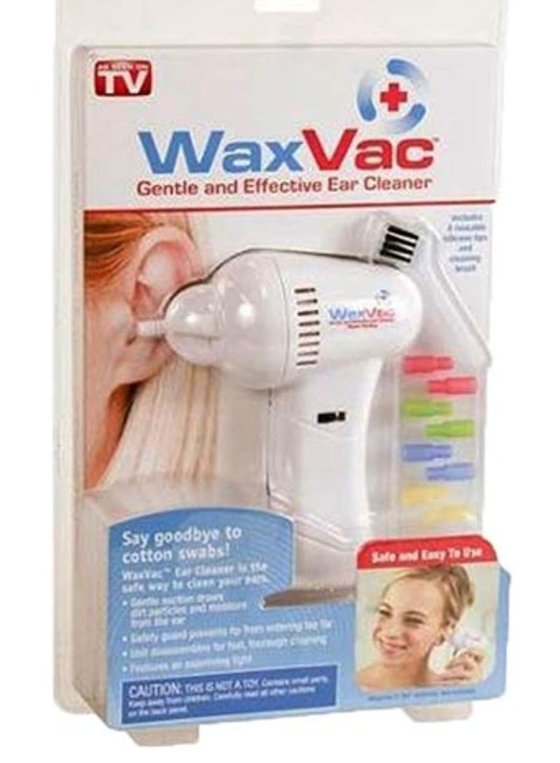 AS SEEN ON TV WaxVac Vacuum Ear Cleaning System Clean Wax Vac as Seen on TV Ears Care Removel Tool Earpick with 8 Silicon Cleaner Clips and Cleaning Brush (White)  - Image 1