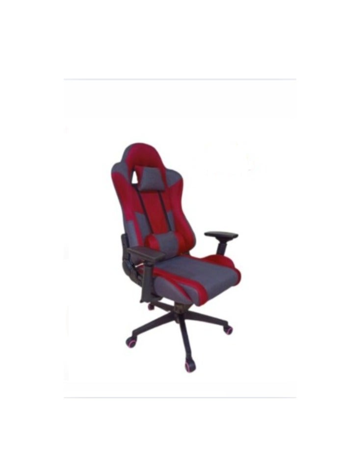 Gaming Chair High-Back Racing style with Pu Leather Bucket Seat, 360 Swivel with heavy duty steel can hold upto 200KG, Headrest gray and red - Image 1