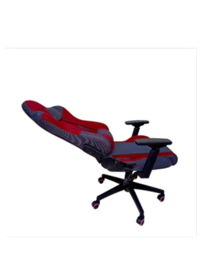 Gaming Chair High-Back Racing style with Pu Leather Bucket Seat, 360 Swivel with heavy duty steel can hold upto 200KG, Headrest gray and red - Image 3