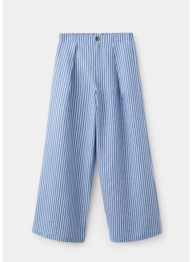 Mango 50-CELESTE Striped Flowy Trousers for Women | Best Price UAE
