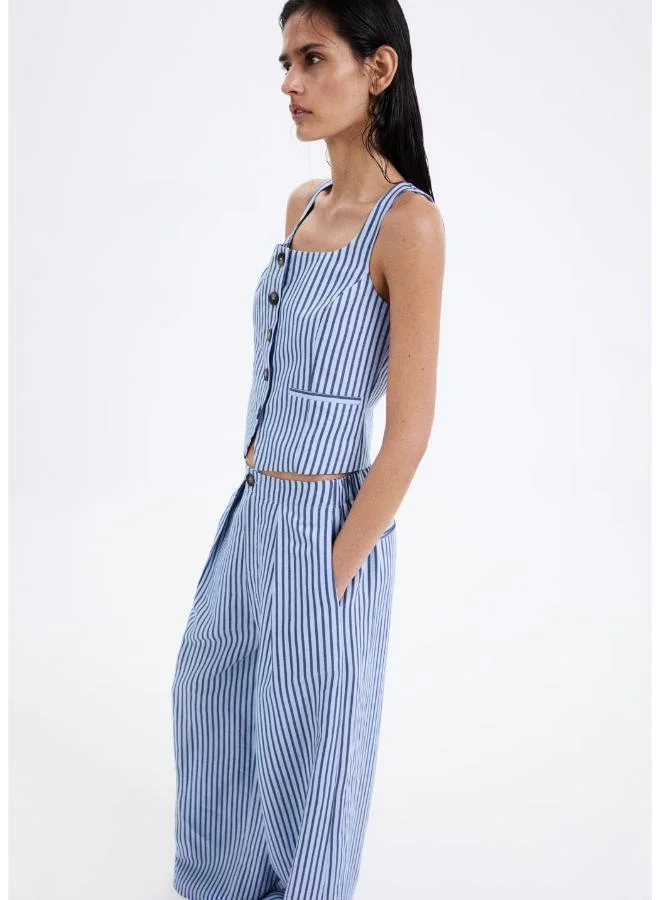 Mango 50-CELESTE Striped Flowy Trousers for Women | Best Price UAE