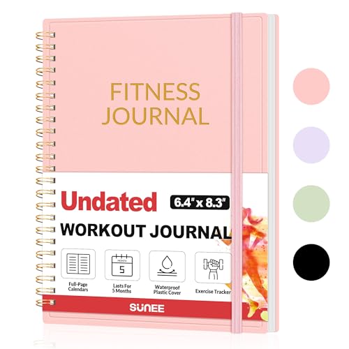 SUNEE Fitness Journal Workout Planner for Women & Men, A5 (6.4" x 8.3") Workout Journal Log Book Planner Gift for Track Gym Essentials, Home Workouts, Track Progress, Achieve Wellness Goals, Pink - Image 1