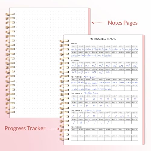 SUNEE Fitness Journal Workout Planner for Women & Men, A5 (6.4" x 8.3") Workout Journal Log Book Planner Gift for Track Gym Essentials, Home Workouts, Track Progress, Achieve Wellness Goals, Pink - Image 5