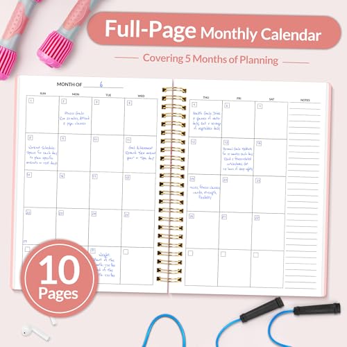 SUNEE Fitness Journal Workout Planner for Women & Men, A5 (6.4" x 8.3") Workout Journal Log Book Planner Gift for Track Gym Essentials, Home Workouts, Track Progress, Achieve Wellness Goals, Pink - Image 4