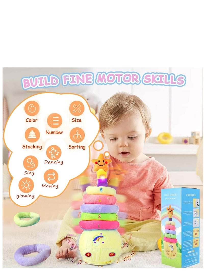 Generic - Dancing Stacking Rings Baby Toys, Singing Spinning Stacking Toys for Toddlers1-3, Montessori Sensory Toys Walking Repeats What You Say Similar to Dancing Cactus, Girl Boy Birthday Gifts - Image 1