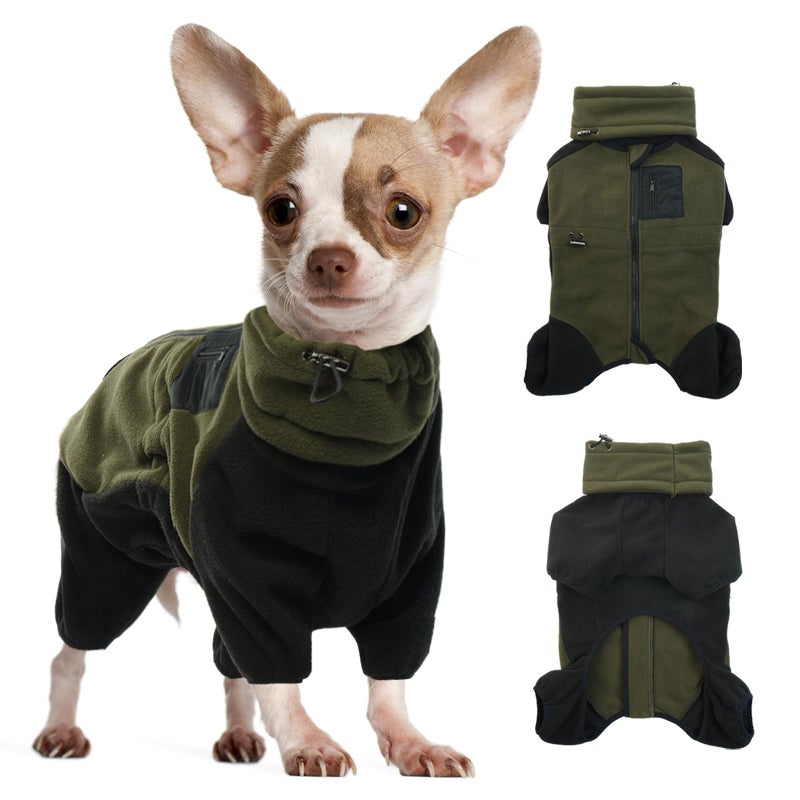 DENTRUN Small Dog Winter Coat, Warm Fleece Jacket with Removable Turtleneck, Dog Cozy Sweater for Puppy Cold Weather, Windproof Costume, Soft Woolly Pajamas - Image 1