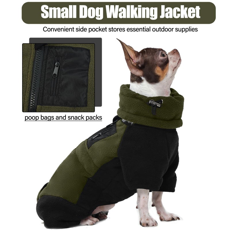 DENTRUN Small Dog Winter Coat, Warm Fleece Jacket with Removable Turtleneck, Dog Cozy Sweater for Puppy Cold Weather, Windproof Costume, Soft Woolly Pajamas - Image 5