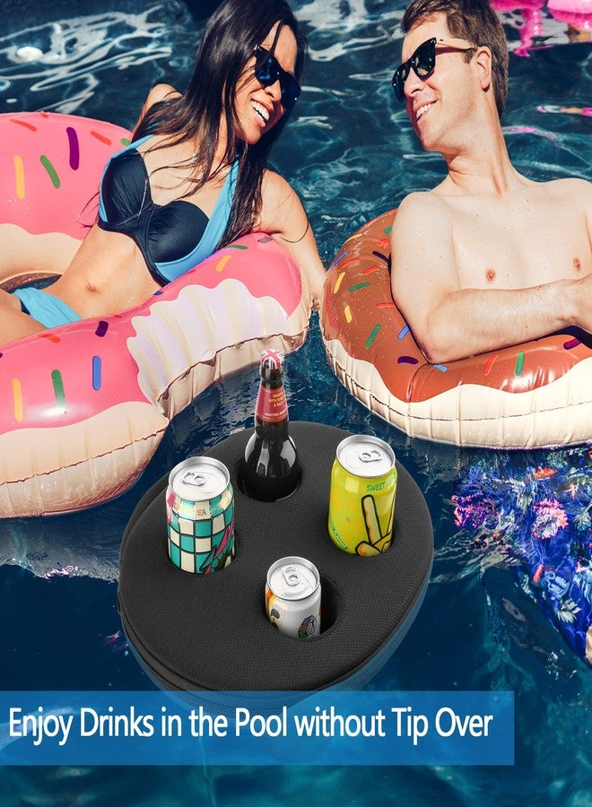Homakover Neoprene Floating Drink Holder - 4 Cup Floating Coaster Pool Beer Drink Holder for Party Water Fun - Beverage Bobber Drink Float - Large Size for 12oz to 30oz Tumblers (4 Cups, Black) - Image 5