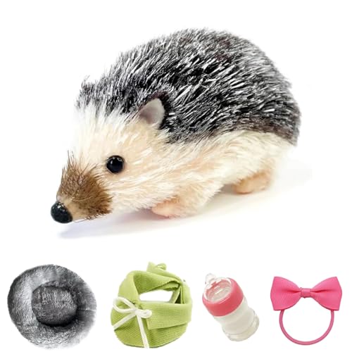 VOLOBE 5 Inches Silicone Hedgehog Realistic Silicone Animal as Silicone Piglet Companion with Sleeping Pad Accessories for Kids Boy Girl Birthday Handmade Gift Black Hedgehog - Image 1