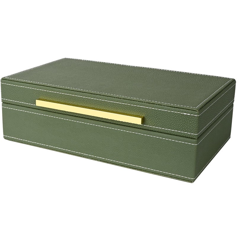 XIGEXIGE Small Green Shagreen box Faux Leather Decorative Box,Keepsake And Memory Storage Decorative Boxes with Lids for Modern Home Decor Jewelry Box Organizer - Image 2