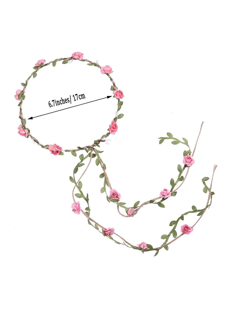 KASTWAVE - Flower Crown for Toddler Girls Floral Wreath Headband Floral Garland Headbands Bohemian Style Headdress for Wedding Bride Bridal Headwear Party Festivals Hair Accessories 4 Pcs (4 Color) - Image 1