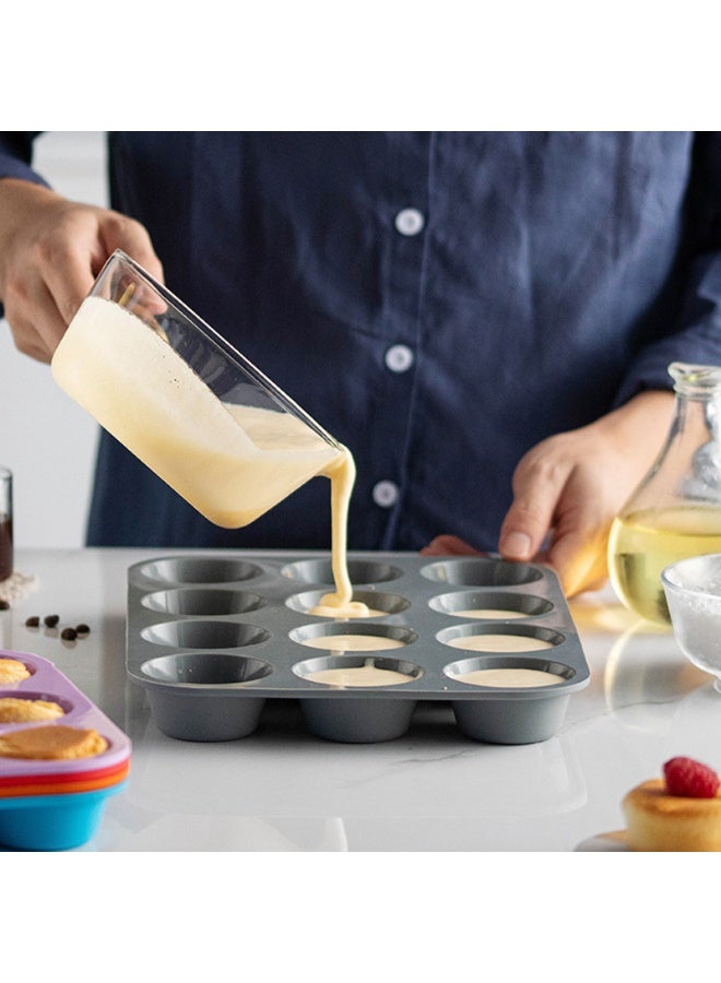 قوالب كب كيك سيليكون غير لاصقة من 12 كوبًا - قوالب كب كيك سيليكون غير لاصقة رائعة لصنع كعكات المافن والخبز والتارت - Image 3