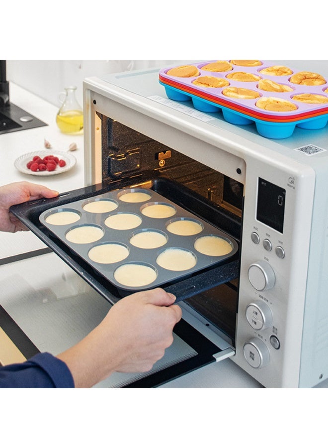 قوالب كب كيك سيليكون غير لاصقة من 12 كوبًا - قوالب كب كيك سيليكون غير لاصقة رائعة لصنع كعكات المافن والخبز والتارت - Image 4