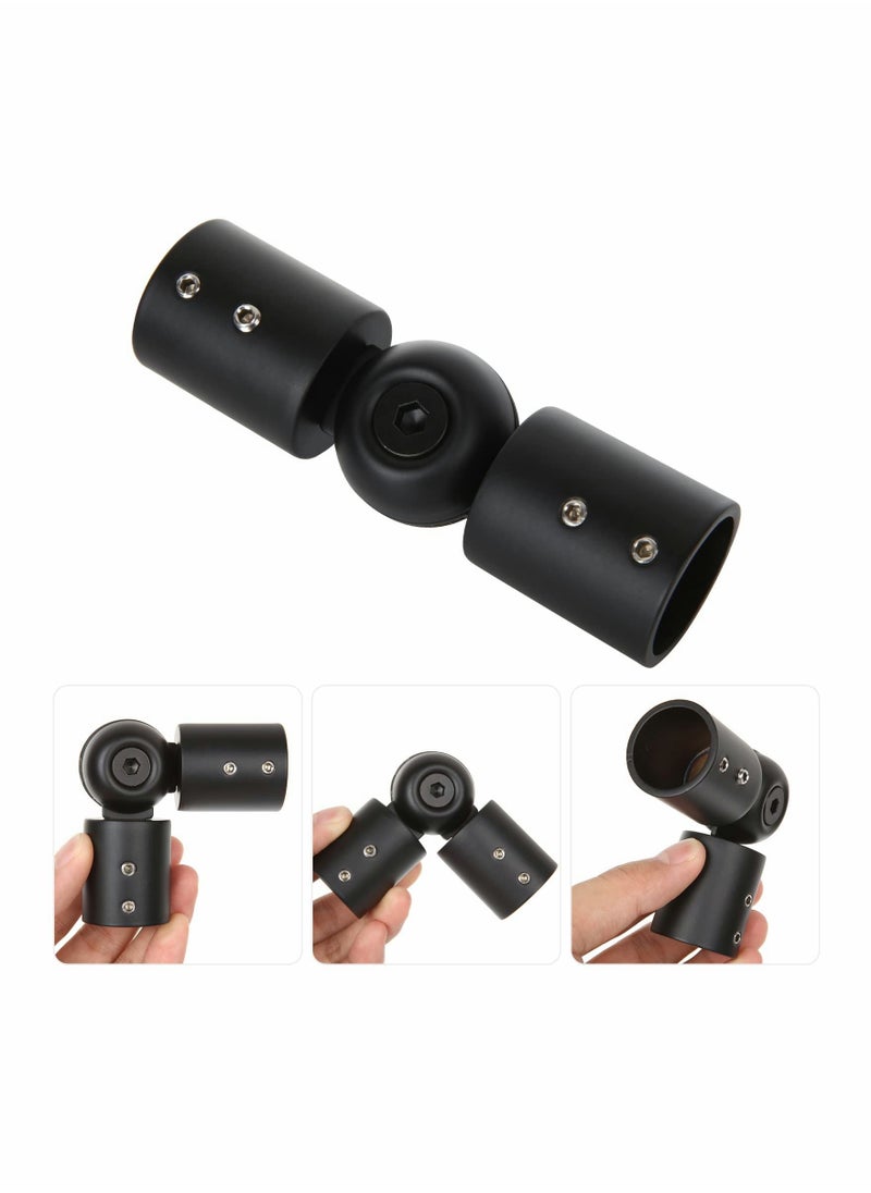 Excefore - Heavy Duty Hinged Elbow Connector, 2 Pack Curtain Rod Corner Connector Elbow Connector for 1 Inch Bay Window Curtain Rods, Black - Image 1