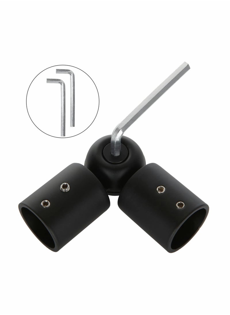 Excefore - Heavy Duty Hinged Elbow Connector, 2 Pack Curtain Rod Corner Connector Elbow Connector for 1 Inch Bay Window Curtain Rods, Black - Image 1