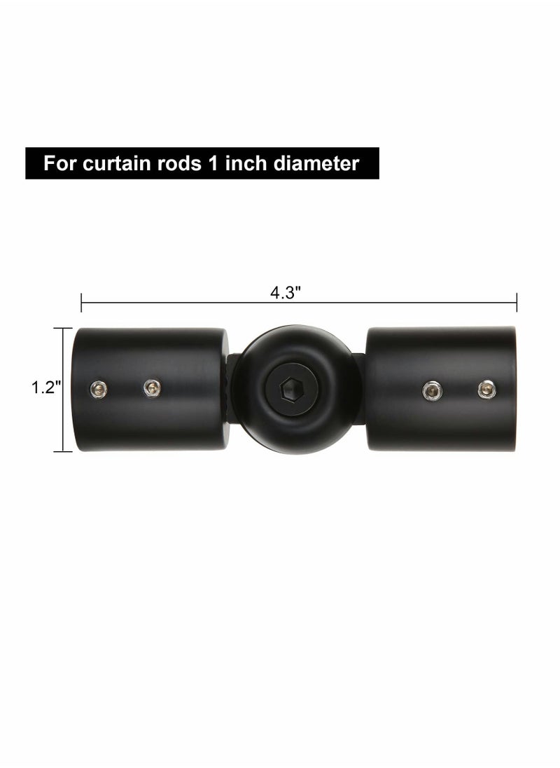 Excefore - Heavy Duty Hinged Elbow Connector, 2 Pack Curtain Rod Corner Connector Elbow Connector for 1 Inch Bay Window Curtain Rods, Black - Image 1