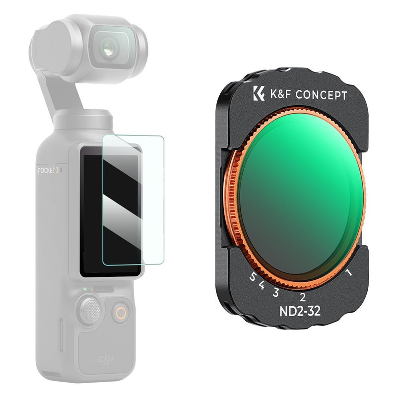 K&F Concept Variable ND Filter for DJI Osmo Pocket 3 Creator Combo, ND2-32 Neutral Density VND Filter, Magnetic Installation, Multi-Coated Optical Glass - Image 1