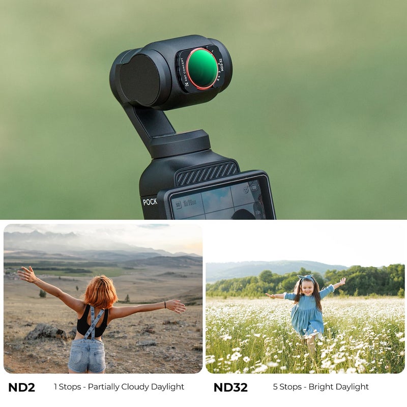 K&F Concept Variable ND Filter for DJI Osmo Pocket 3 Creator Combo, ND2-32 Neutral Density VND Filter, Magnetic Installation, Multi-Coated Optical Glass - Image 5