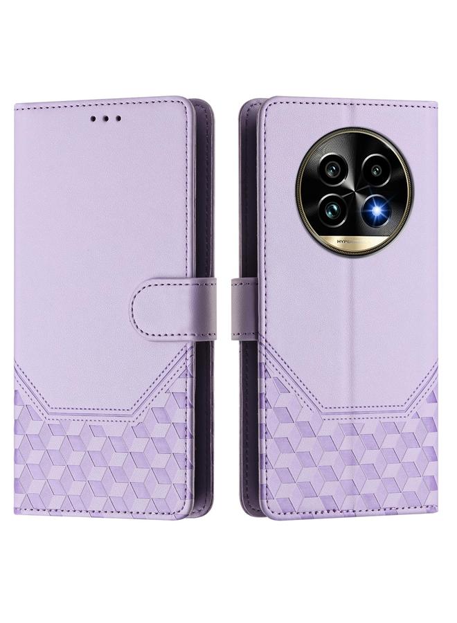 اس-توب جراب لهاتف Realme 13 Pro 5G / 13 Pro+ 5G جراب هاتف جلدي بنقش قرص العسل بتقنية RFID - Image 2