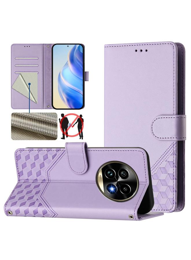 اس-توب جراب لهاتف Realme 13 Pro 5G / 13 Pro+ 5G جراب هاتف جلدي بنقش قرص العسل بتقنية RFID - Image 1