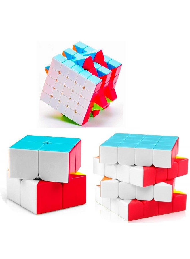 D ETERNAL Speed Cube Combo Set Of 2X2 4X4 & 5X5 High Speed Stickerless Magic Puzzle Cube Gift Set (Combo Of 2X2,4X4,5X5), Teen - Image 1
