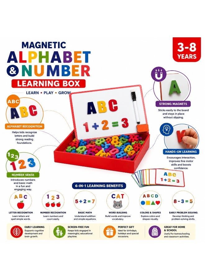 Rich Life Magnetic Alphabet & Number Learning Box for Kids 3-8 Years | Educational Letter & Number Matching Set | Montessori Spelling & Math Learning Toy | Early Learning Activity Box - Image 3