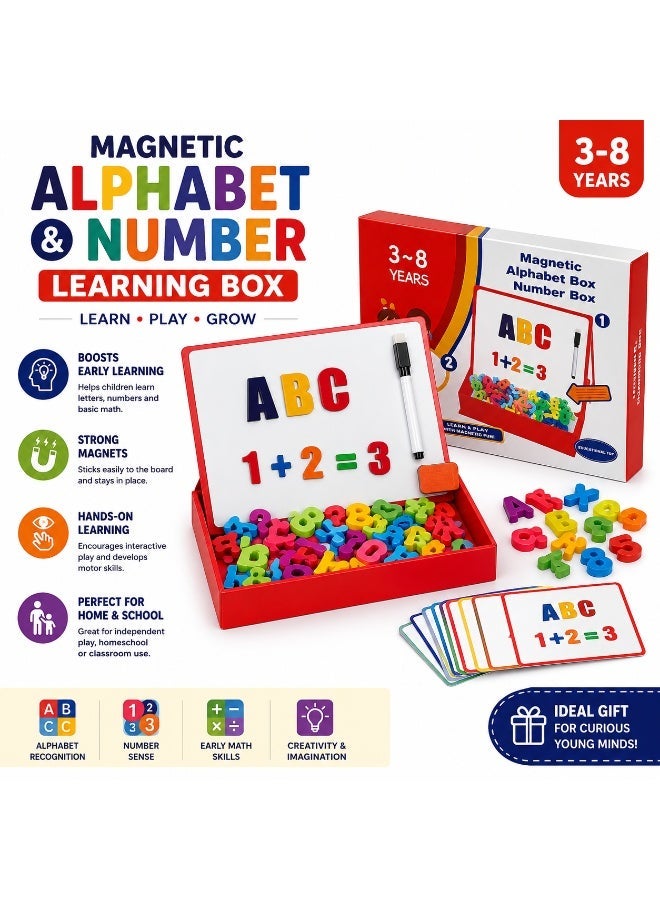 Rich Life Magnetic Alphabet & Number Learning Box for Kids 3-8 Years | Educational Letter & Number Matching Set | Montessori Spelling & Math Learning Toy | Early Learning Activity Box - Image 1