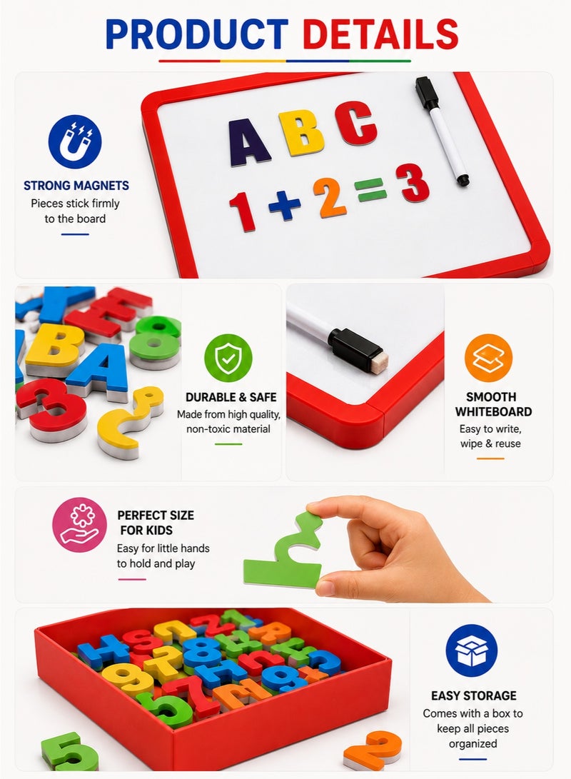 Rich Life Magnetic Alphabet & Number Learning Box for Kids 3-8 Years | Educational Letter & Number Matching Set | Montessori Spelling & Math Learning Toy | Early Learning Activity Box - Image 4