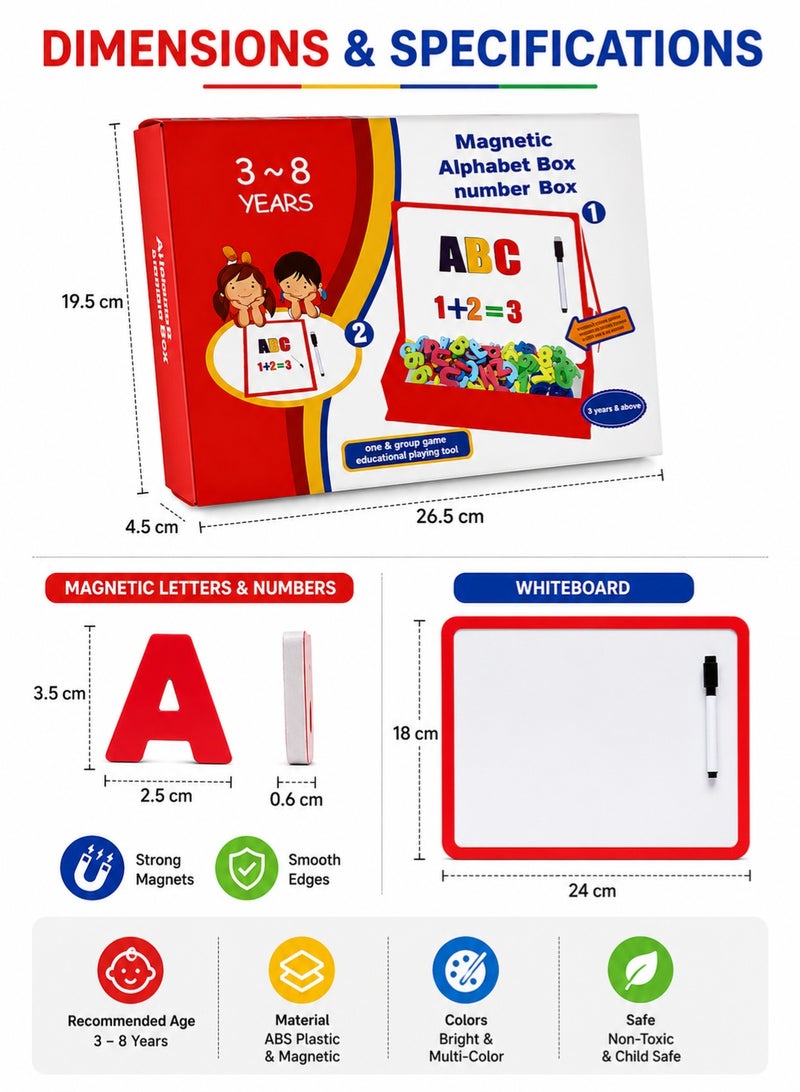 Rich Life Magnetic Alphabet & Number Learning Box for Kids 3-8 Years | Educational Letter & Number Matching Set | Montessori Spelling & Math Learning Toy | Early Learning Activity Box - Image 5