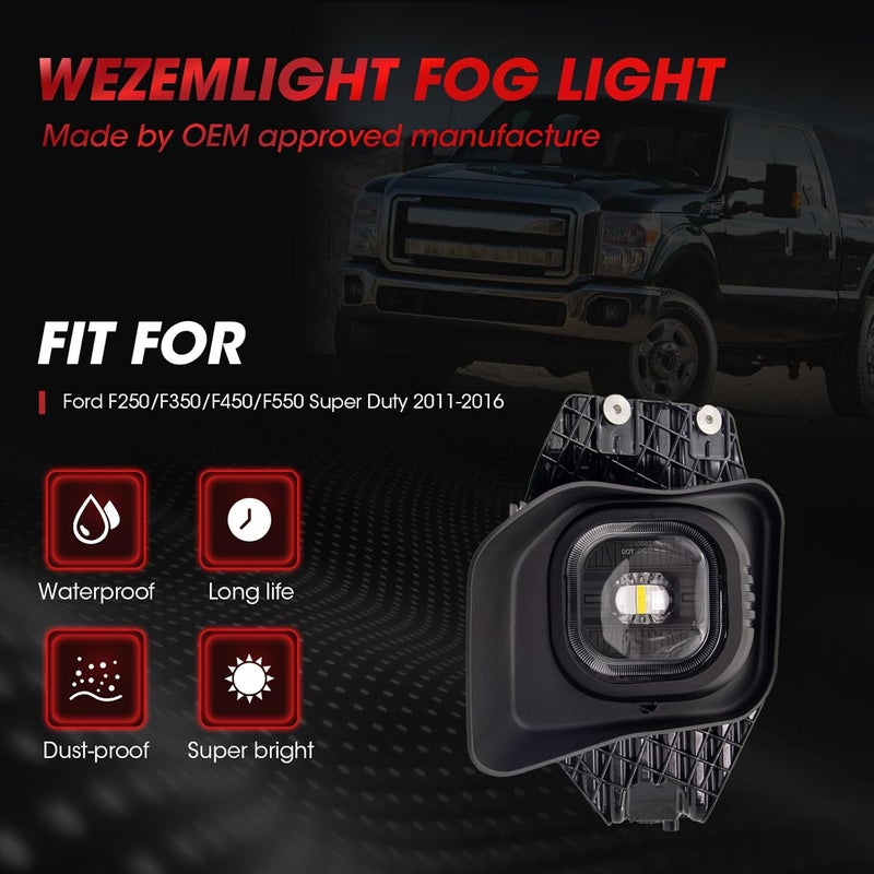 WEZEMLIGHT LED Fog Lights Assembly for Ford F250/F350/F450/F550 Super Duty (2011-2016) with Switch and Wiring Kit - Image 4