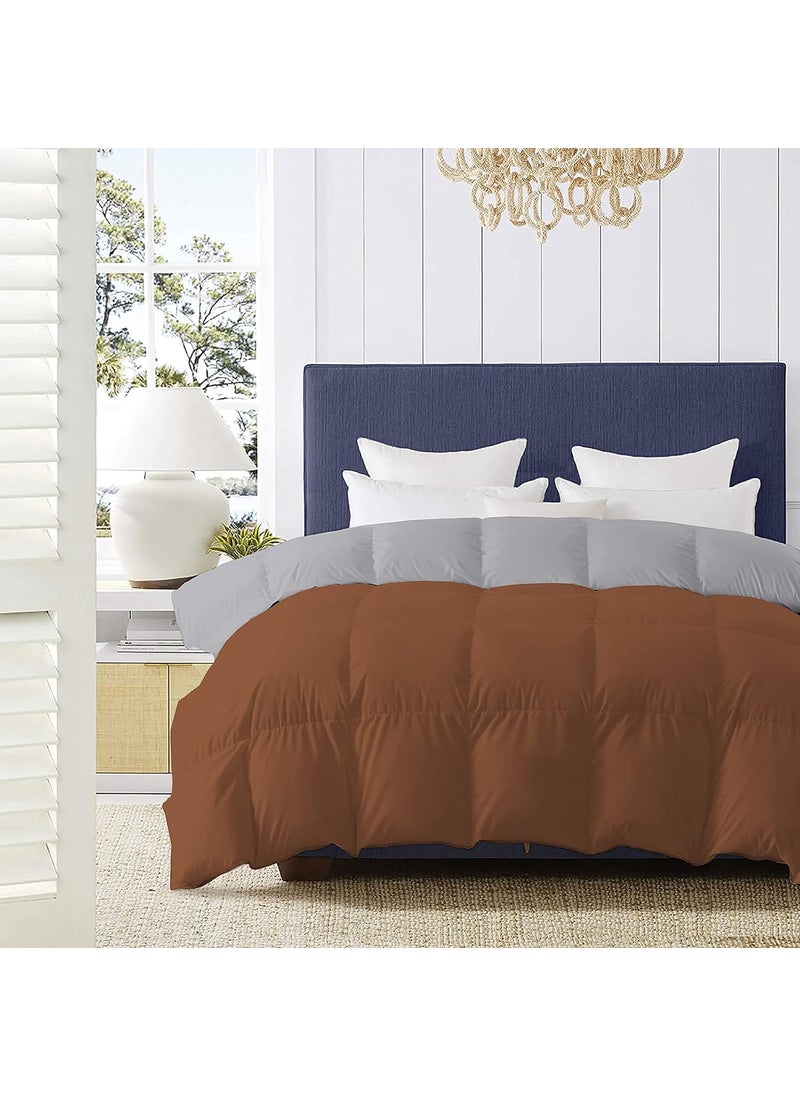 Indian Kingdom Indian Kingdom 500 GSM Winter Proof Comforter Premium Collection Quilted Revesible Comforter 90 x 100 Inches228cm x 254cm Double Bed ComforterSilverChocolate Brown  - Image 1