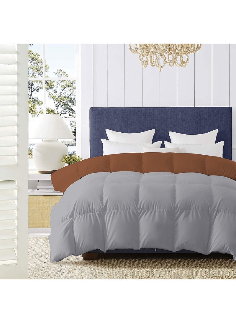 Indian Kingdom Indian Kingdom 500 GSM Winter Proof Comforter Premium Collection Quilted Revesible Comforter 90 x 100 Inches228cm x 254cm Double Bed ComforterSilverChocolate Brown  - Image 2