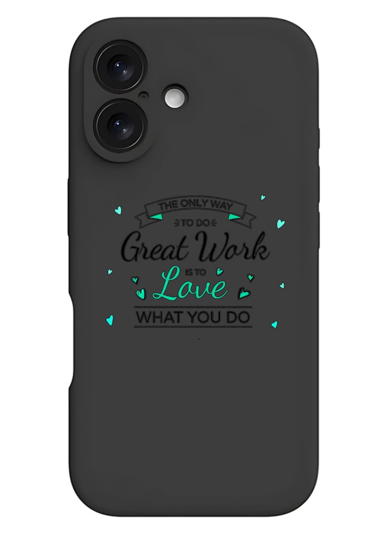 Theodor iPhone 16 Plus Black Protective Slim Fit Case Liquid Silicone Cover with Full Body Protection Anti-Scratch Shockproof Case For iPhone - Love what you do - Image 1