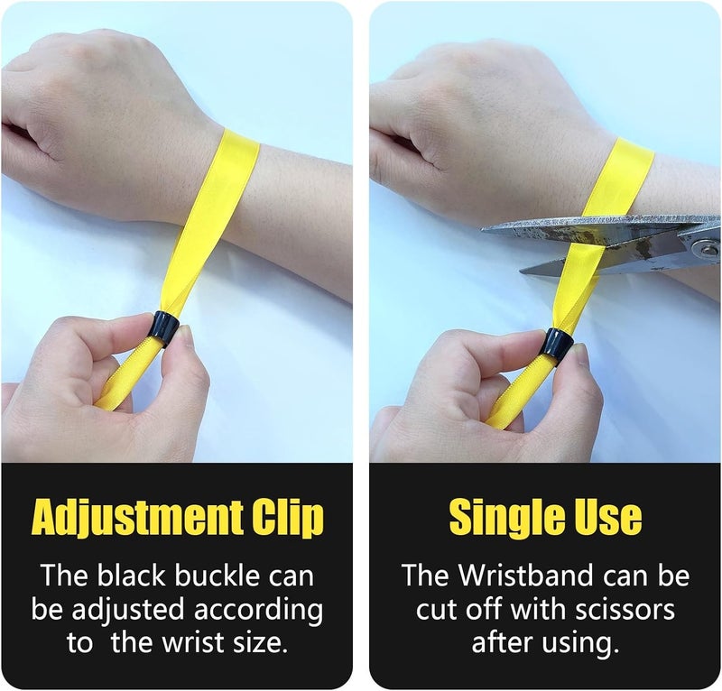Comflora 100 Pcs Cloth Event Wristband, Disposable Wristbands for Events, Colored Wristbands Events,for Lightweight Concert,Club Entrance Wrist Strap Party Wristband Event (Color : Yellow) - Image 4