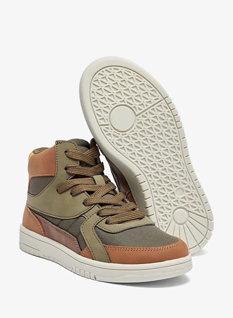 Mister Duchini Boys Panelled High Top Sneakers with Zip Closure