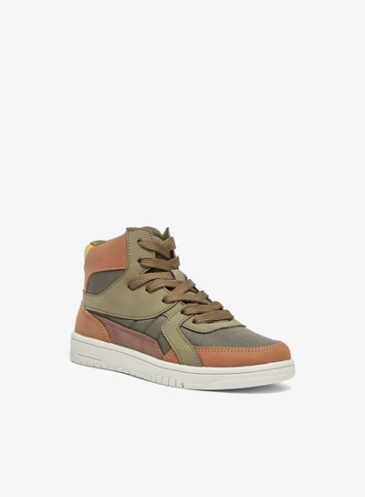 Mister Duchini Boys Panelled High Top Sneakers with Zip Closure