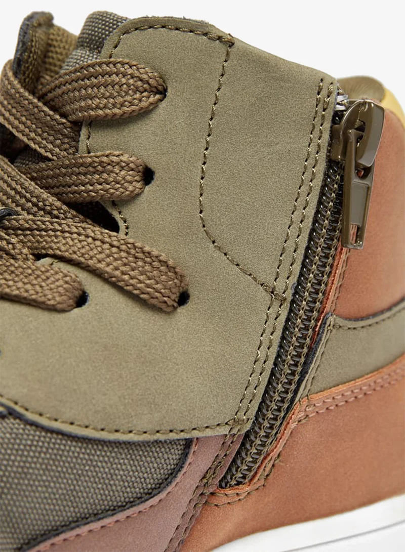 Mister Duchini Boys Panelled High Top Sneakers with Zip Closure