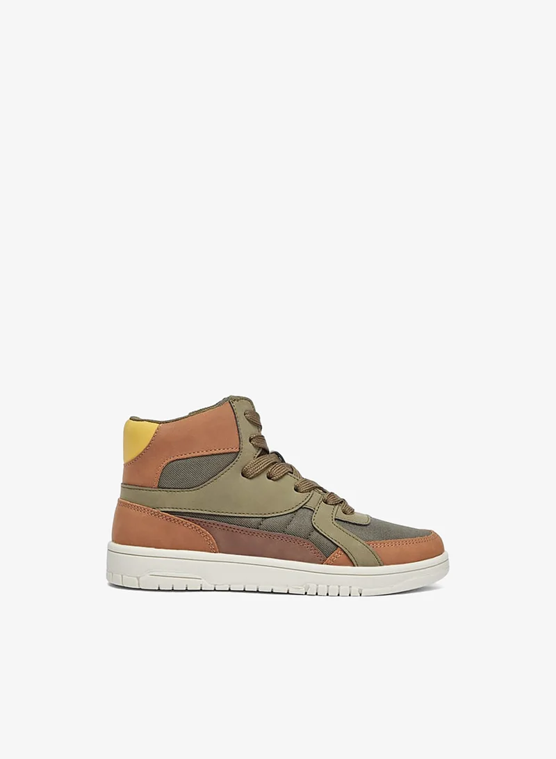 Mister Duchini Boys Panelled High Top Sneakers with Zip Closure