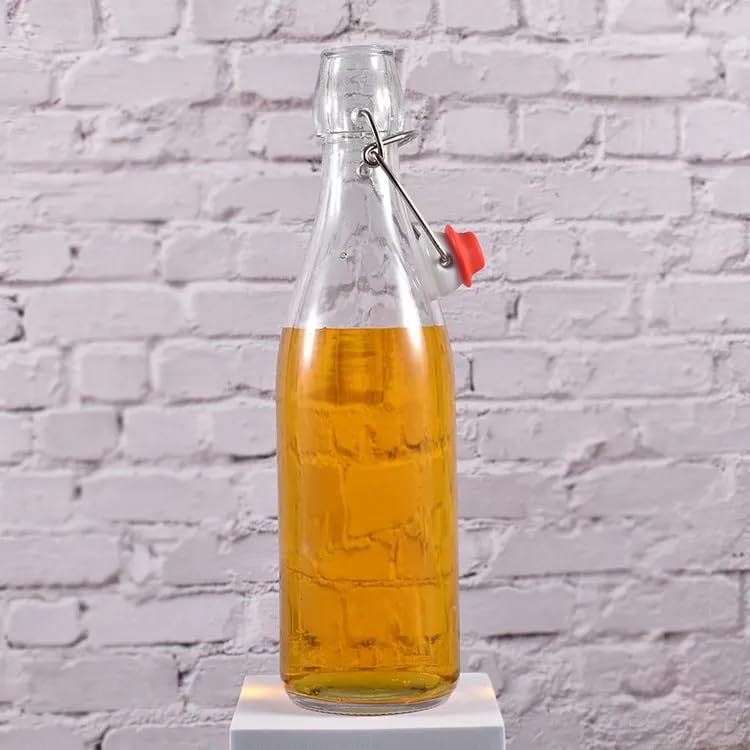 MACHAK Glass Water Bottle For Fridge With Flip Cap, 1 Litre, Transparent (1 Pc) - Image 1